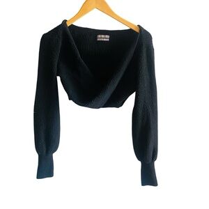 URBAN OUTFITTERS Black Ribbed Crop Shrug Sweater